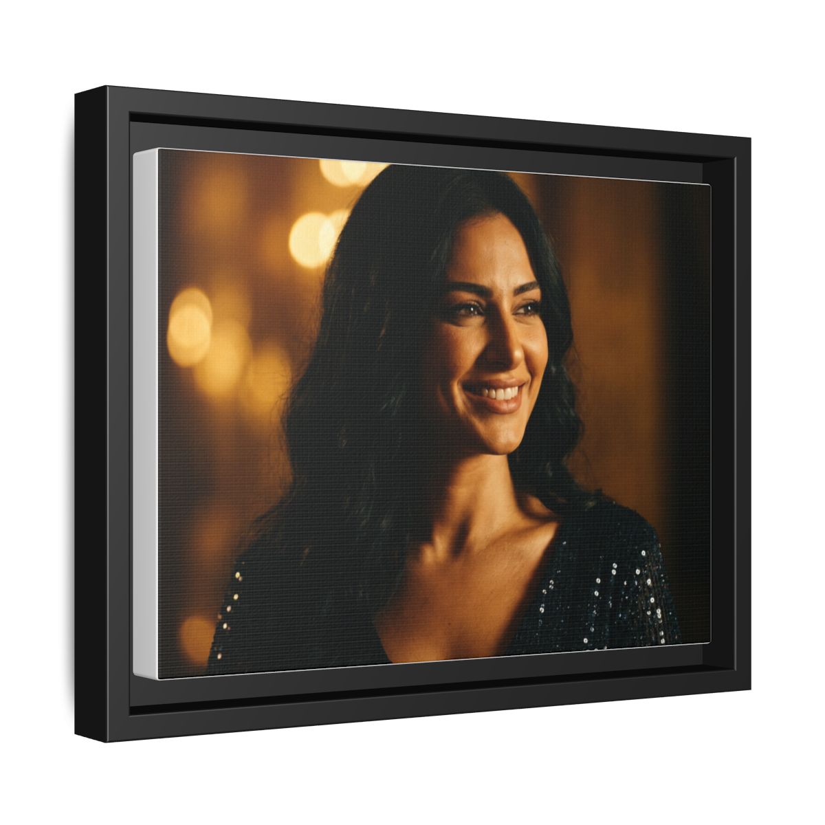 Framed Canvas Art - Golden Glamour — Black / 1.25"