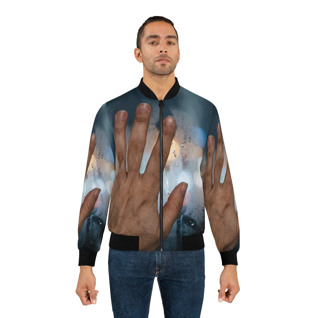 Men's Bomber Jacket Rainy City Window Art