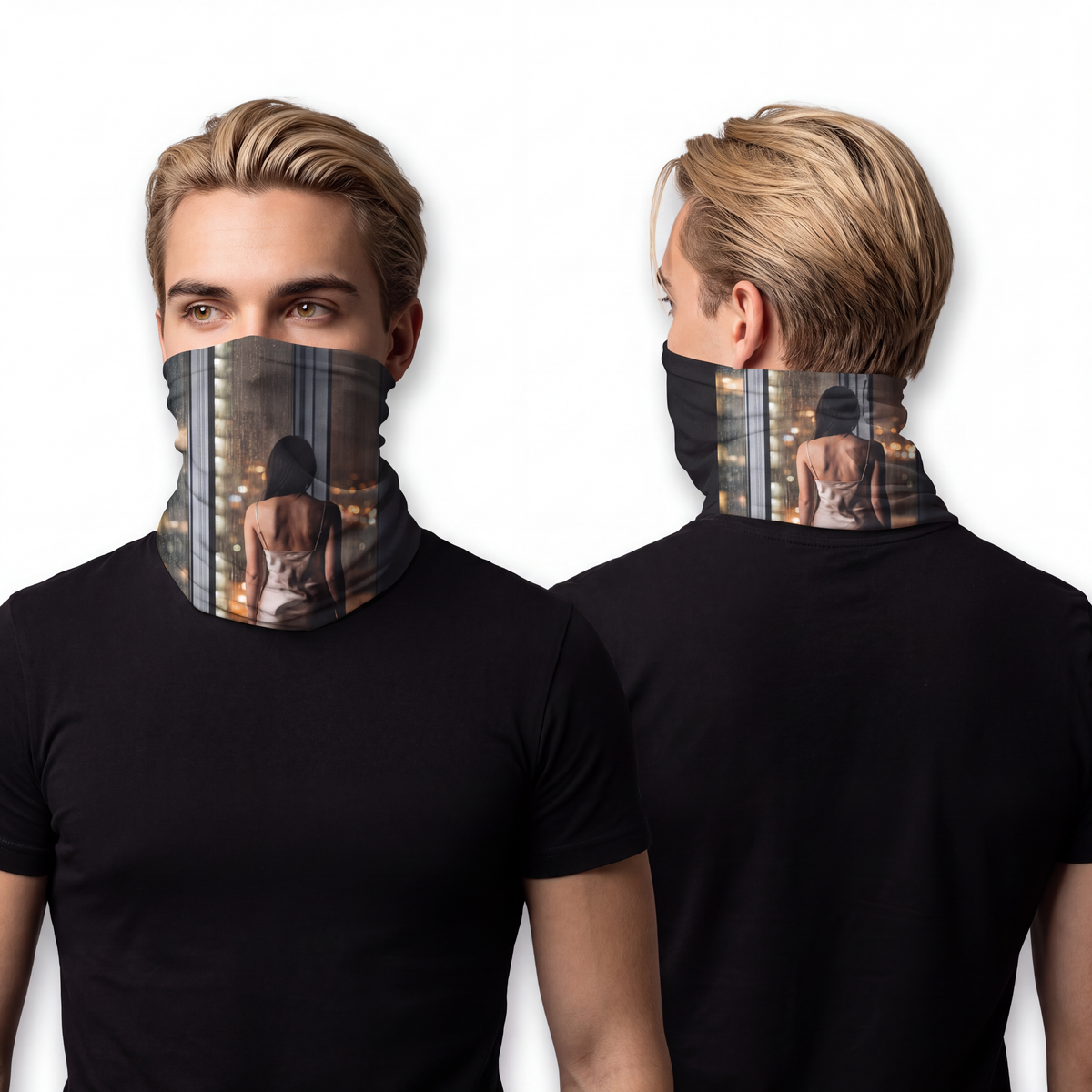 Men's Neck Gaiter - Shimmering City Nights | Echovira...
