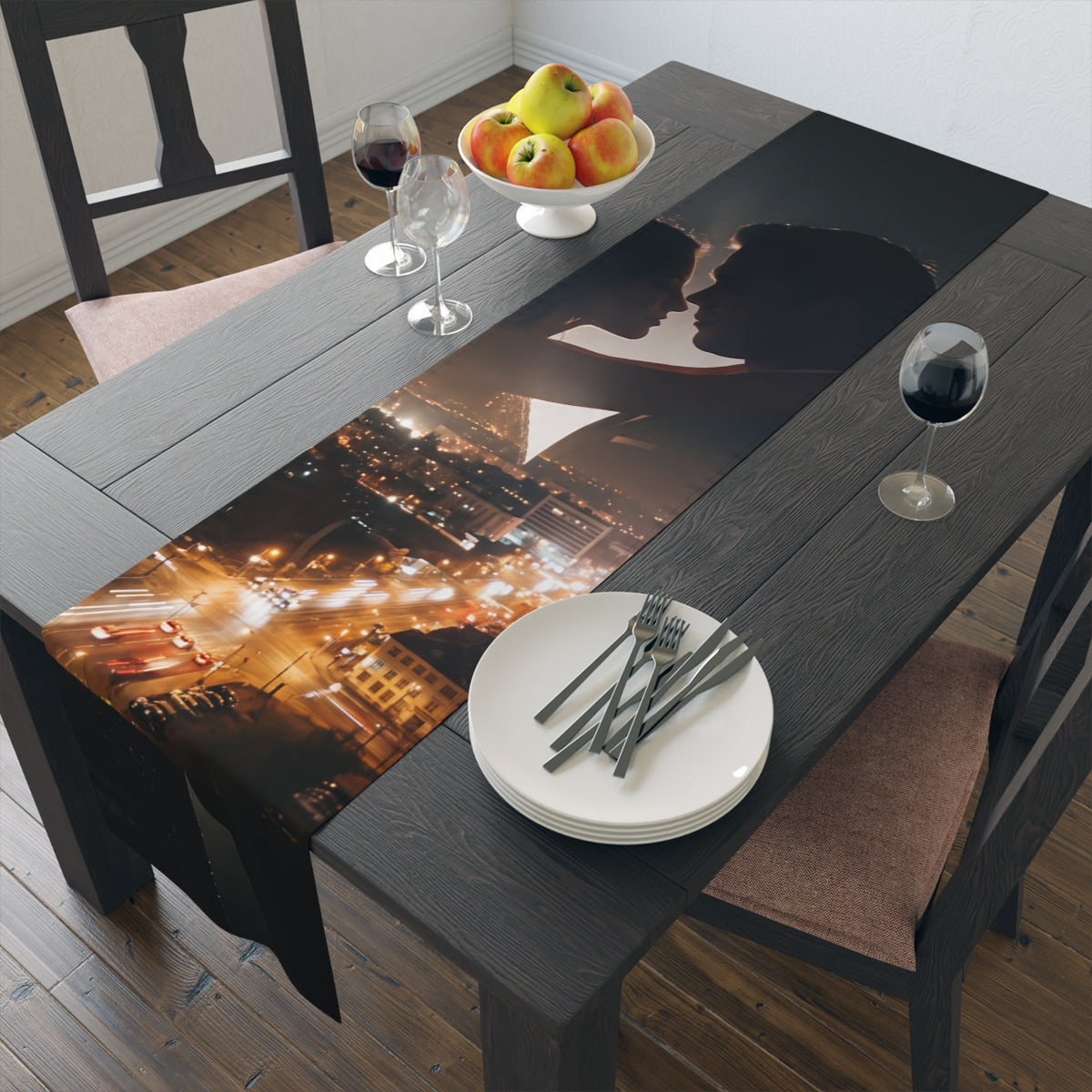 Table Runner - Midnight City Romance | Echovira Gallery