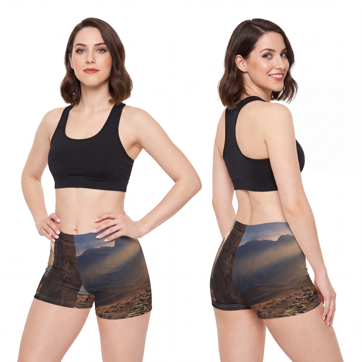 Women's Shorts - Mystic Monolith Ancient Persian Mountain Art