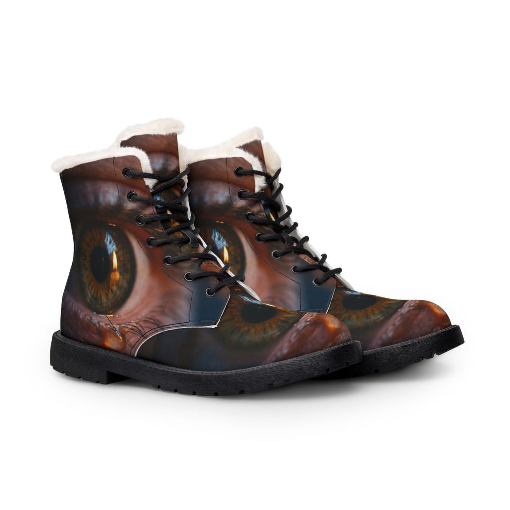 Women's Fur and Leather Boots - Tear