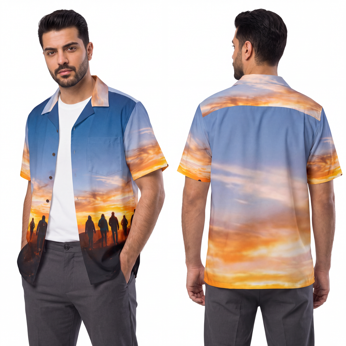Men's Hawaiian Shirt - Sunset Ridge | Echovira Gallery