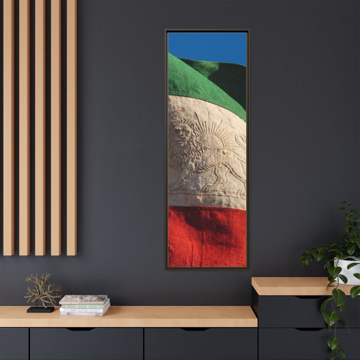 Framed Canvas Art - Distressed Flag — Espresso / 1.25"