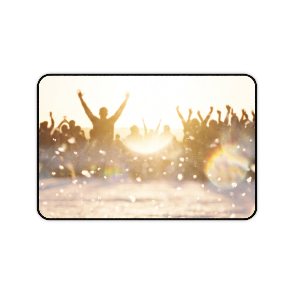 Golden Hour Crowd Celebration Desk Mat