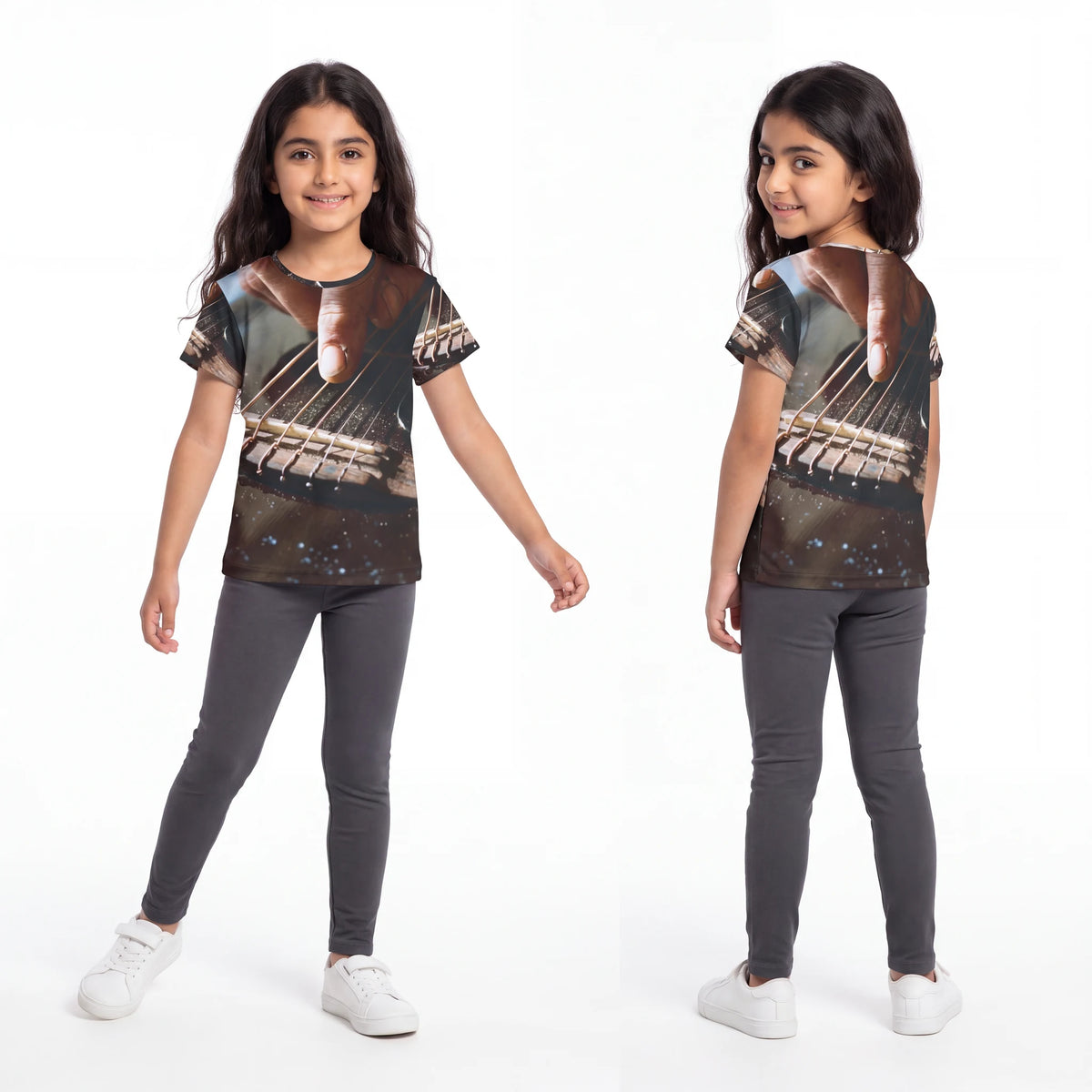 Kids Sports Jersey with Acoustic Guitar Art