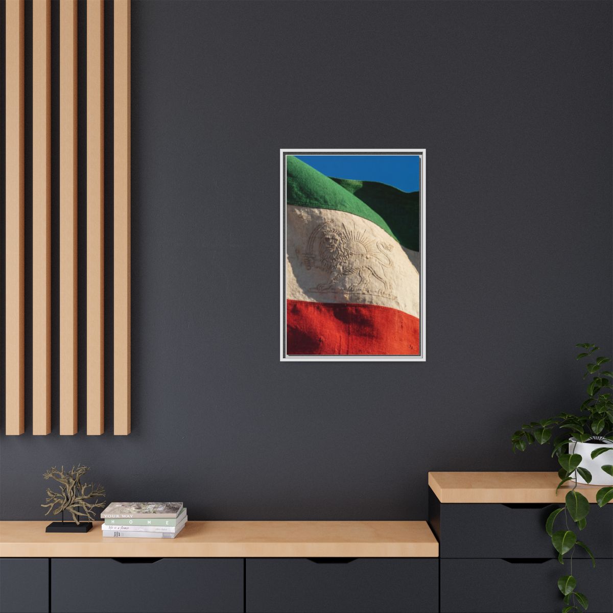 Framed Canvas Art - Distressed Flag — White / 1.25"