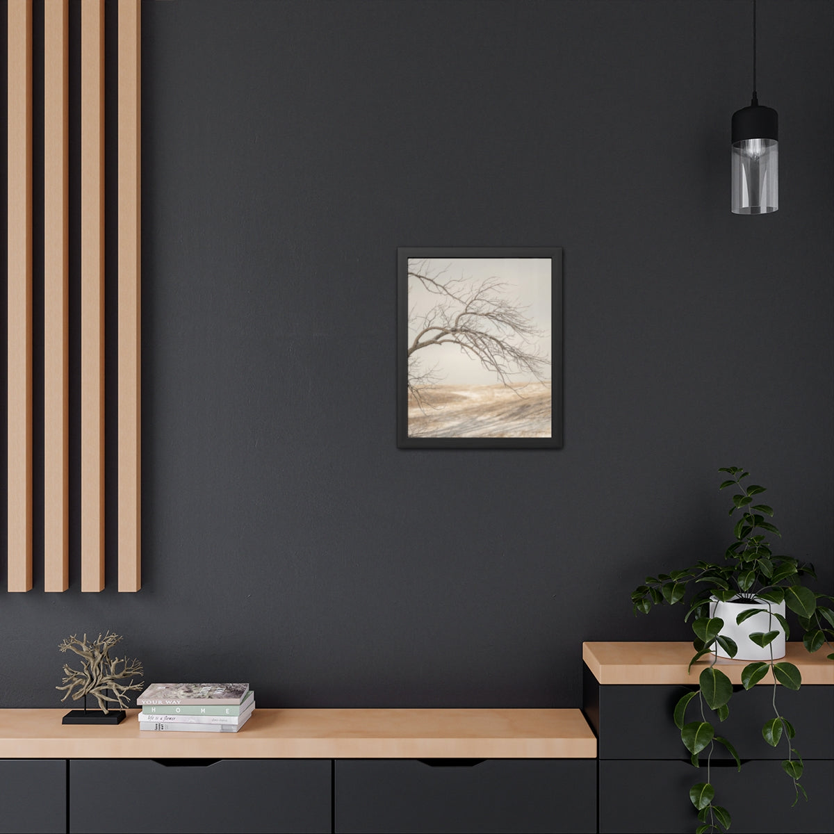 Framed Poster - Minimalist Winter Tree — Portrait