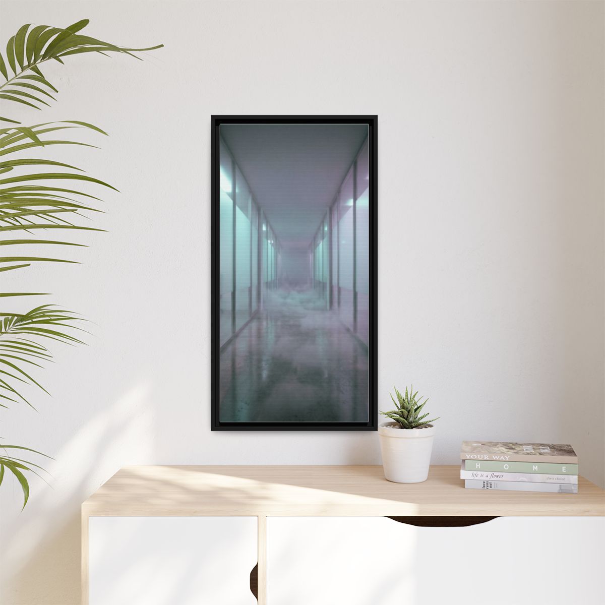 Matte Canvas, Framed - Liminal Corridor Fog Art Print —... |...