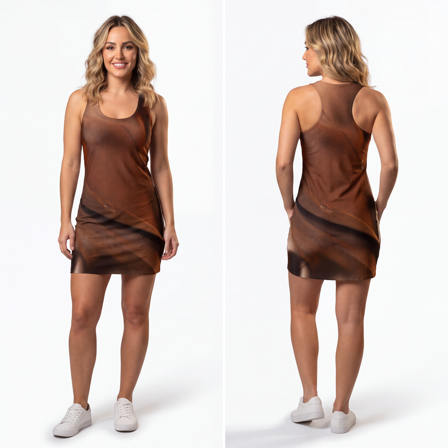 Women's Cut & Sew Racerback Dress - Golden Silk Evening Glow