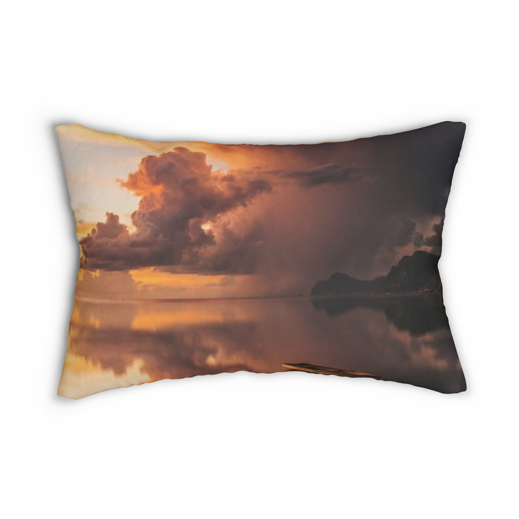 Spun Polyester Lumbar Pillow - Golden Storm | Echovira...