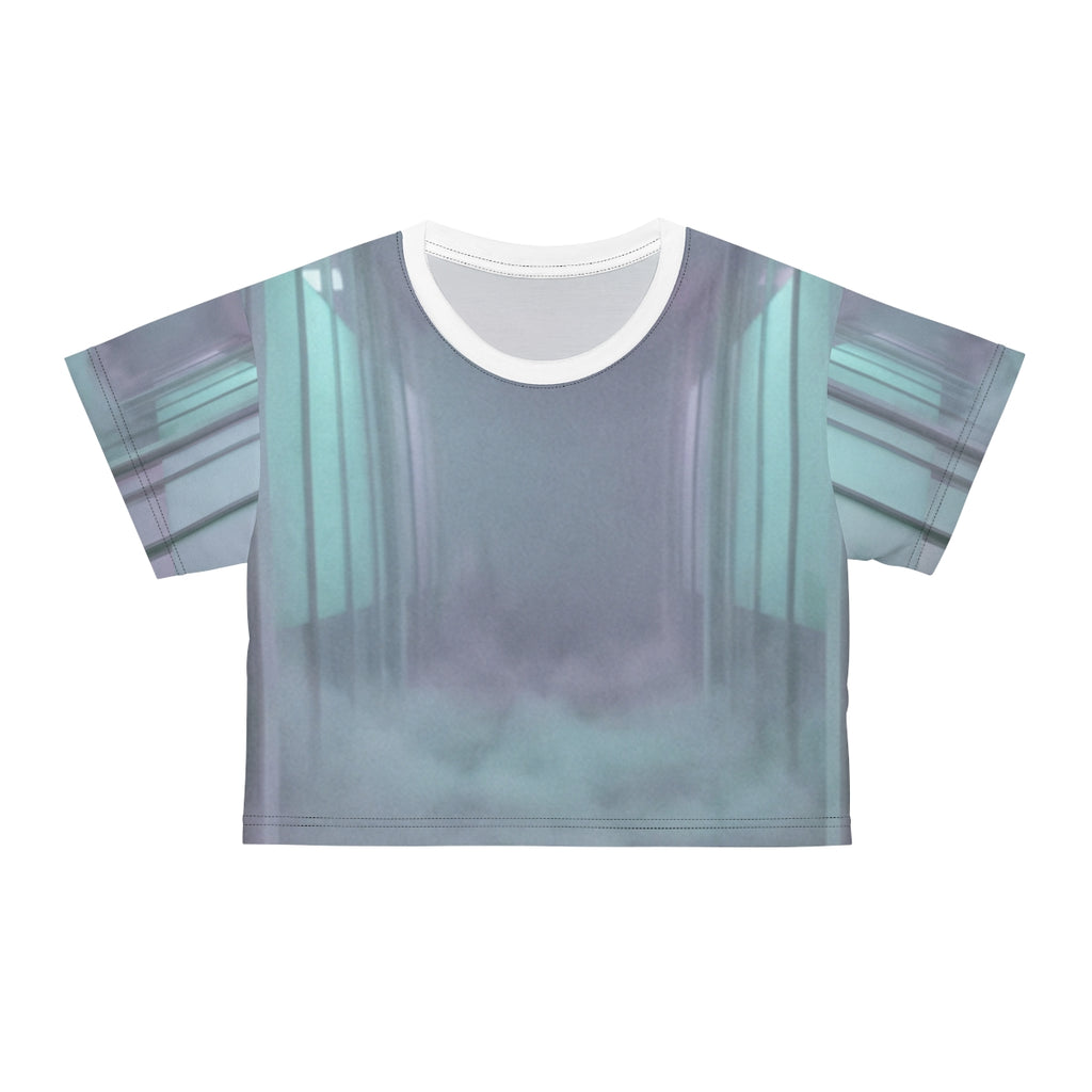 Crop Tee - Liminal Corridor Fog Art Print | Echovira Gallery