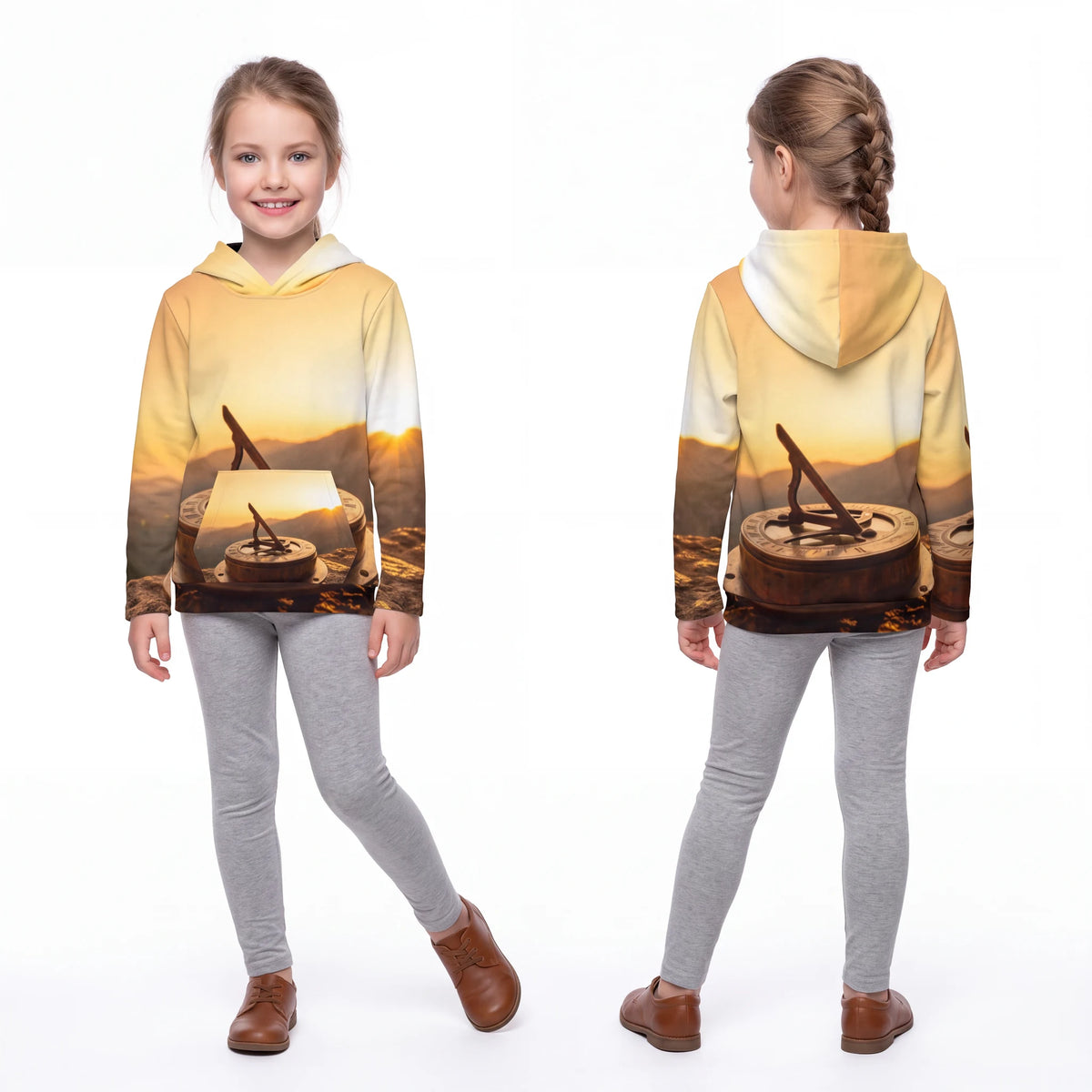 Children's Hoodie with Sundial Sunset Art