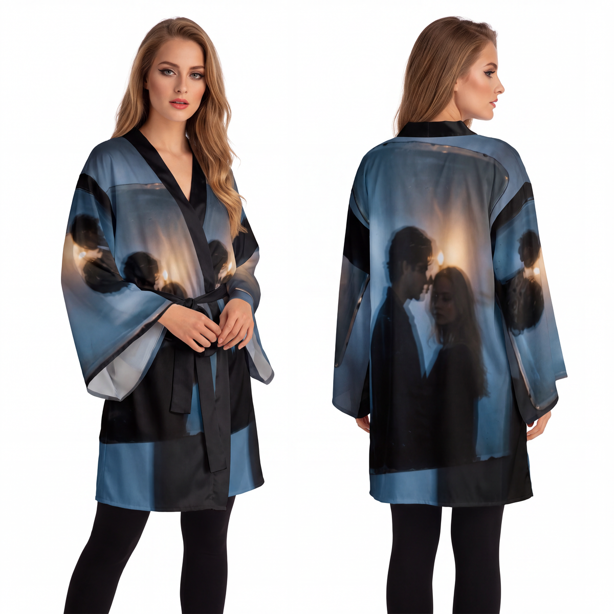 Midnight Reflections Robe - Moody Kimono Sleepwear |...
