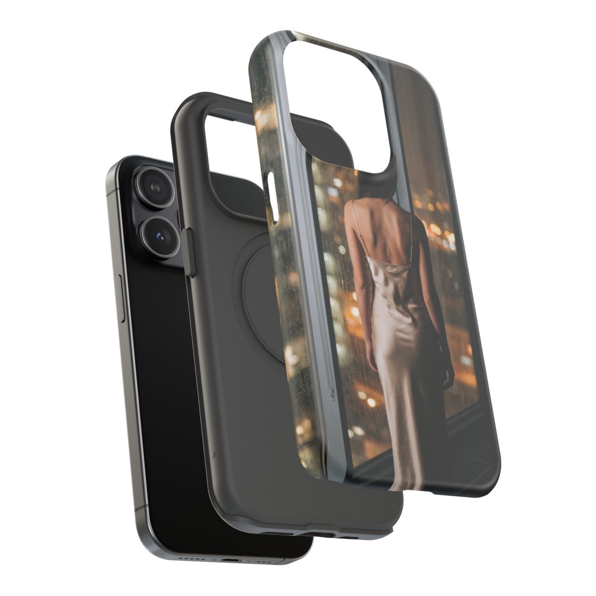 Impact-Resistant Apple iPhone Cases - Rainy City Lights Silk Gown | iPhone 17 Pro Max, 17 Pro, 17 Air & More