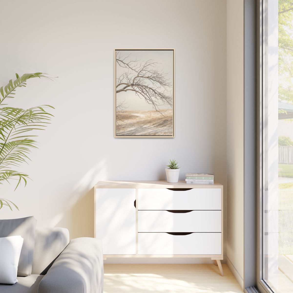 Matte Canvas, Framed - Winter Branch Solitude Landscape —......