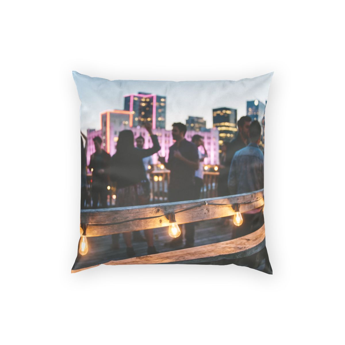 Poly Velvet Pillow - City Lights Skyline | Echovira Gallery
