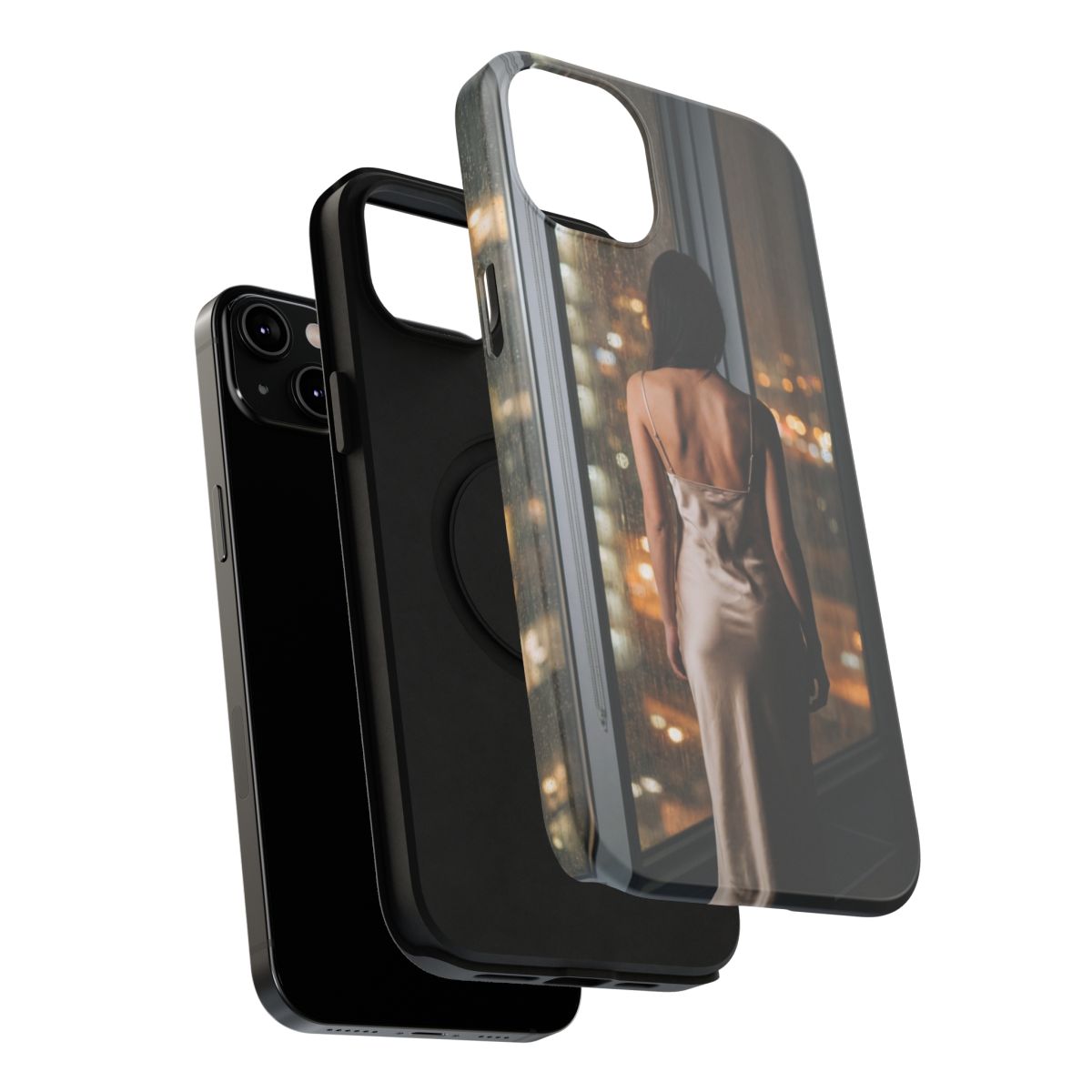 Impact-Resistant Apple iPhone Cases - Rainy City Lights Silk Gown | iPhone 17 Pro Max, 17 Pro, 17 Air & More
