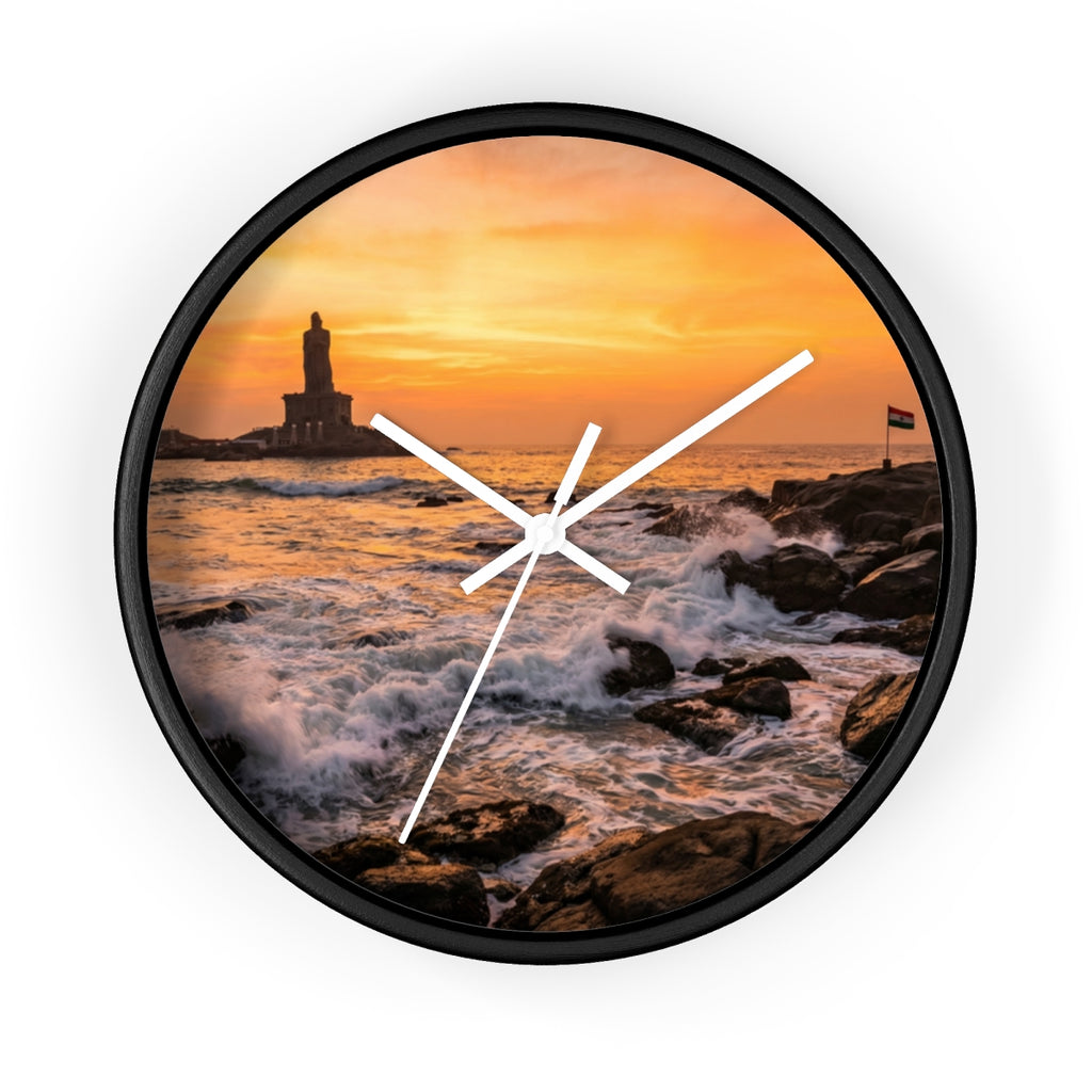 Wall Clock - Golden Coastal Horizon