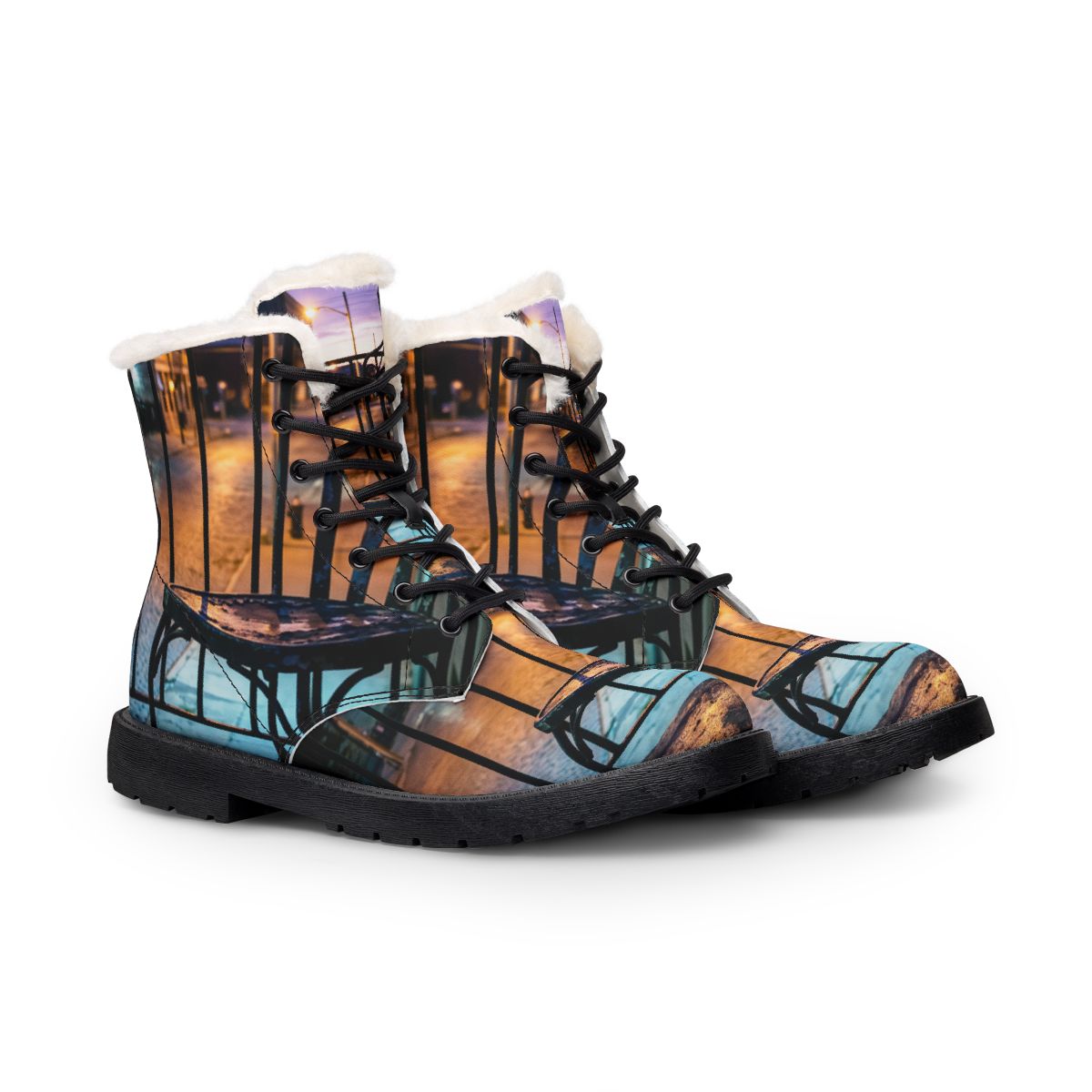 Men's Boots - Urban Dusk Leather & Fur | Echovira Gallery