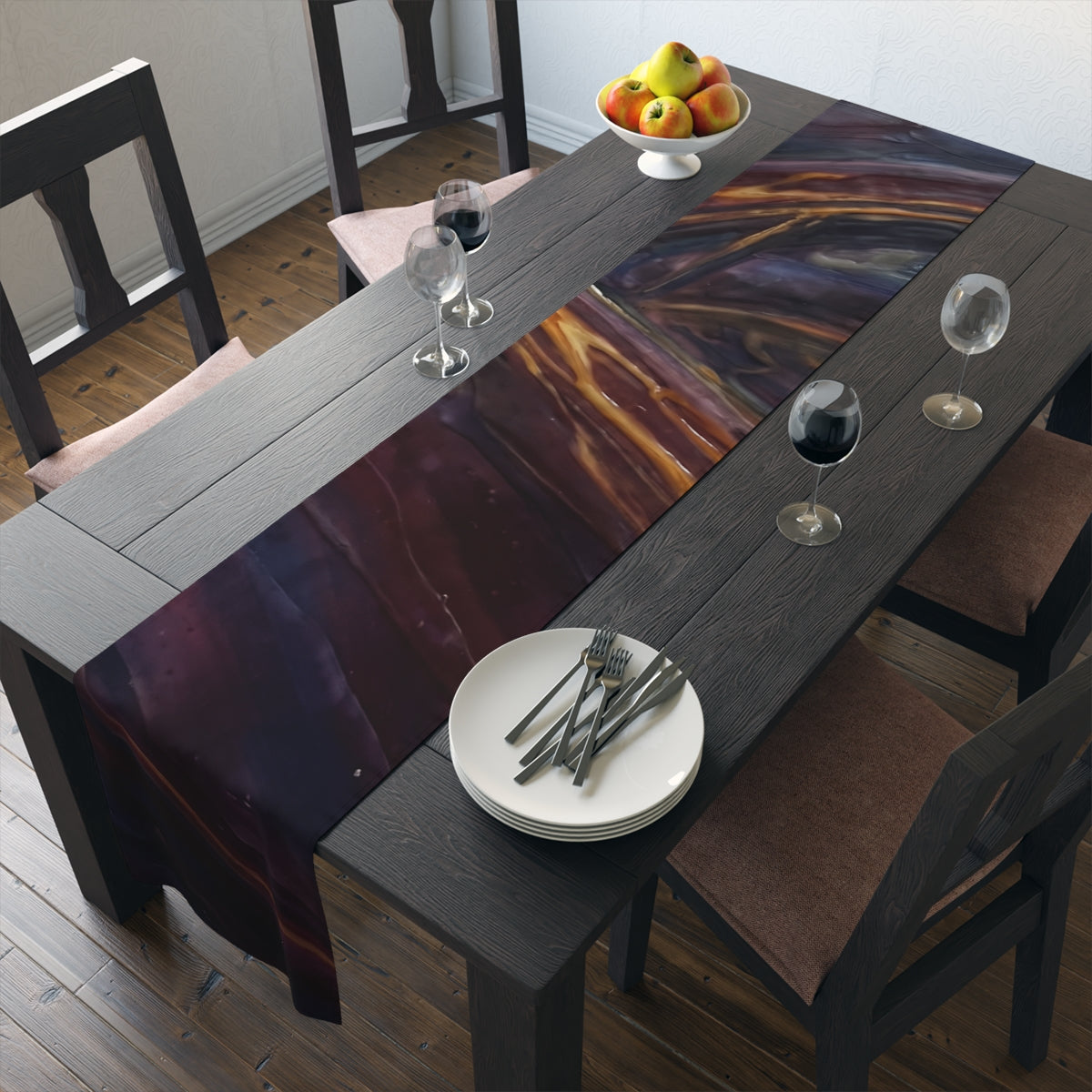 Table Runner - Midnight Glare Abstract | Echovira Gallery