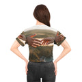 Crop Tee - The Infinite Touch | Ethereal Coastal Art |...