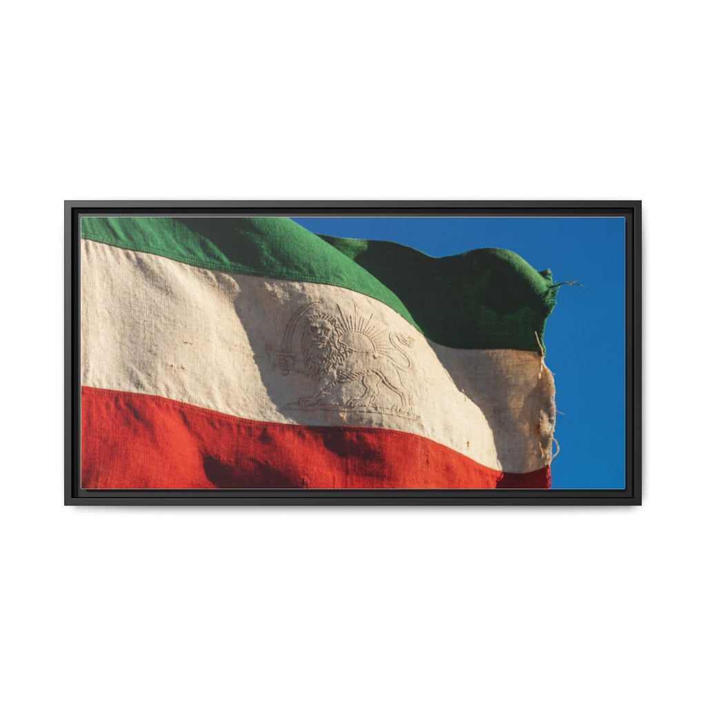 Framed Canvas Art - Distressed Flag — Black / 1.25"