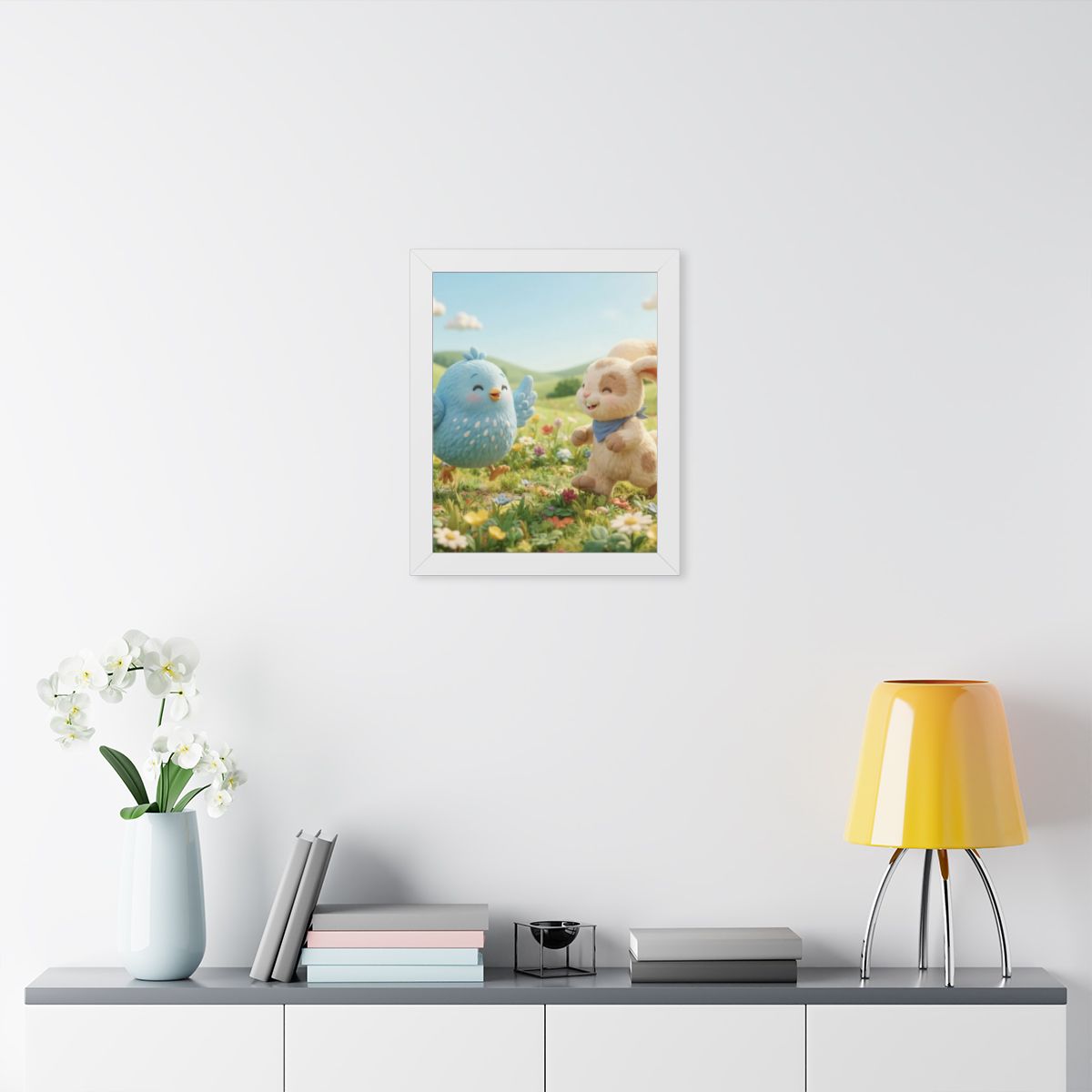 Framed Vertical Poster - Meadow Friends View — White (11×14...
