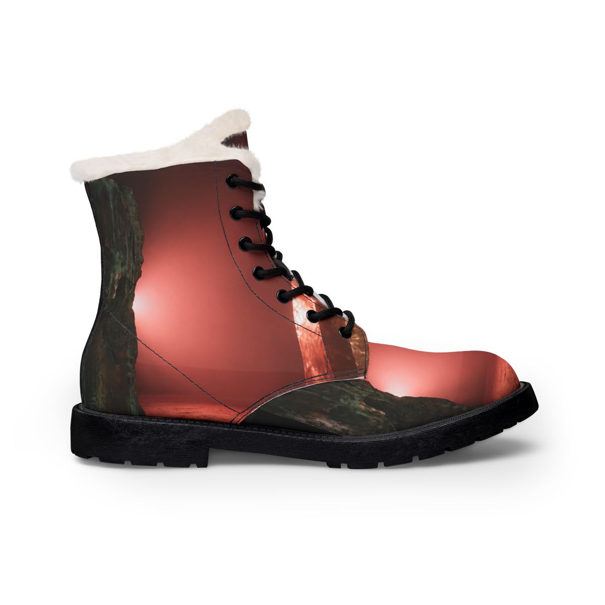 Women's Fur Leather Boots Brutalist Art