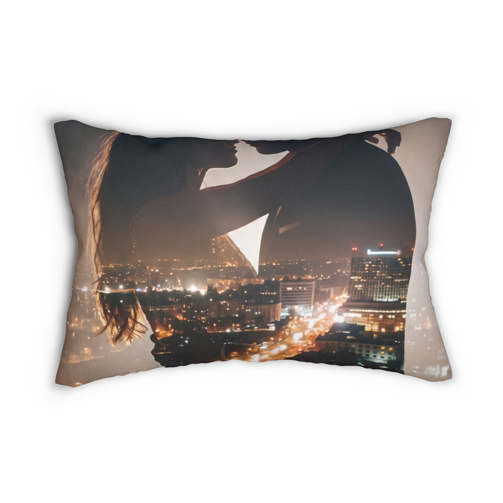 Spun Polyester Lumbar Pillow - City Twilight | Echovira...