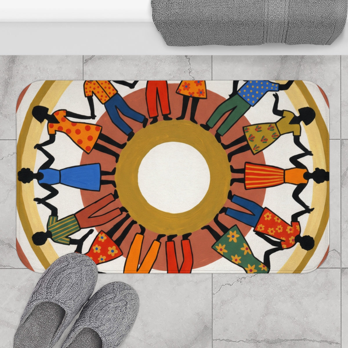 Bath Mat - Unity Mandala Folk Art | Echovira Gallery