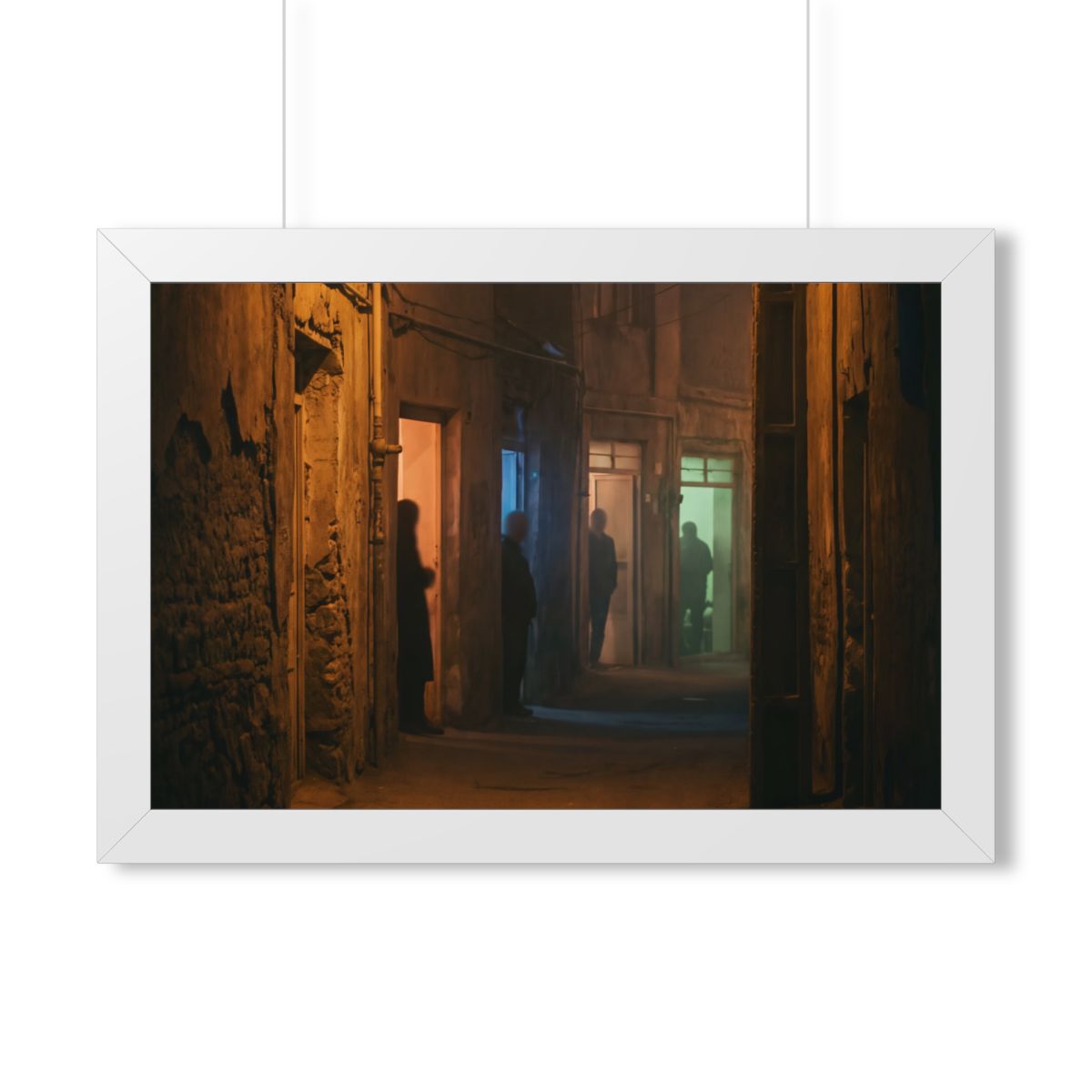 Framed Horizontal Poster - Shadowed Alleyway Mystery Art......
