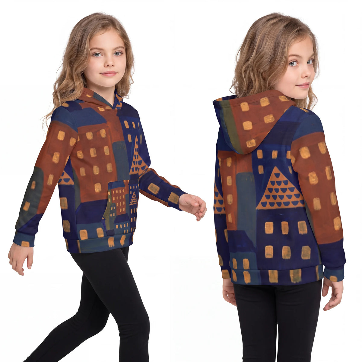 Children's Hoodie Moonlit Village Art