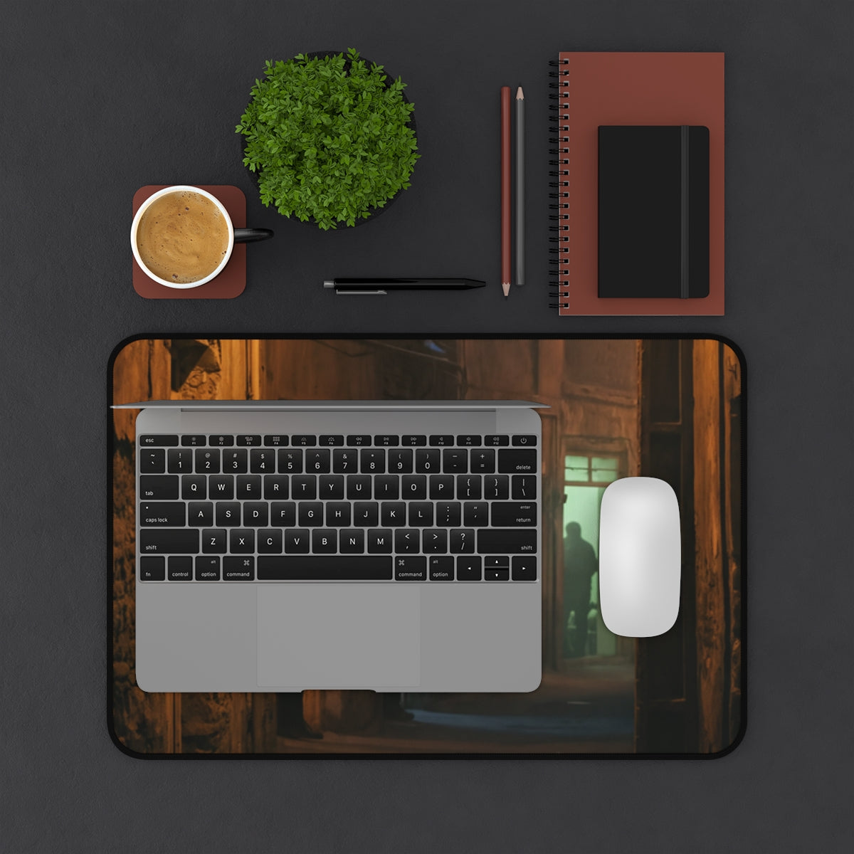 Desk Mat - Shadowed Alleyway Mystery Art Print | Echovira...