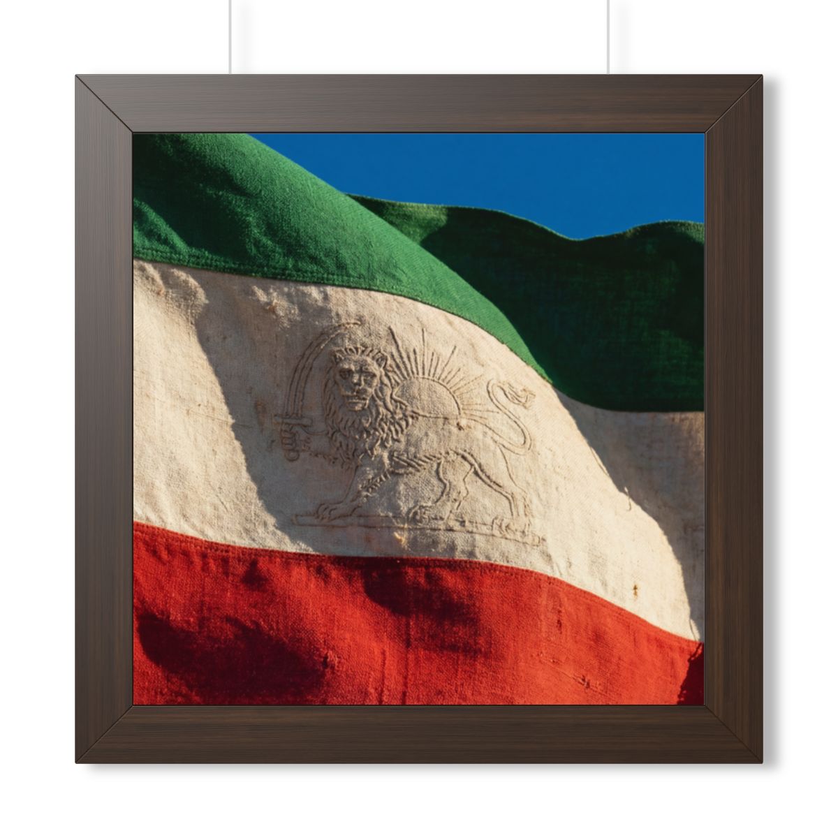 Framed Vertical Poster - Vintage Persian Lion and Sun Flag...