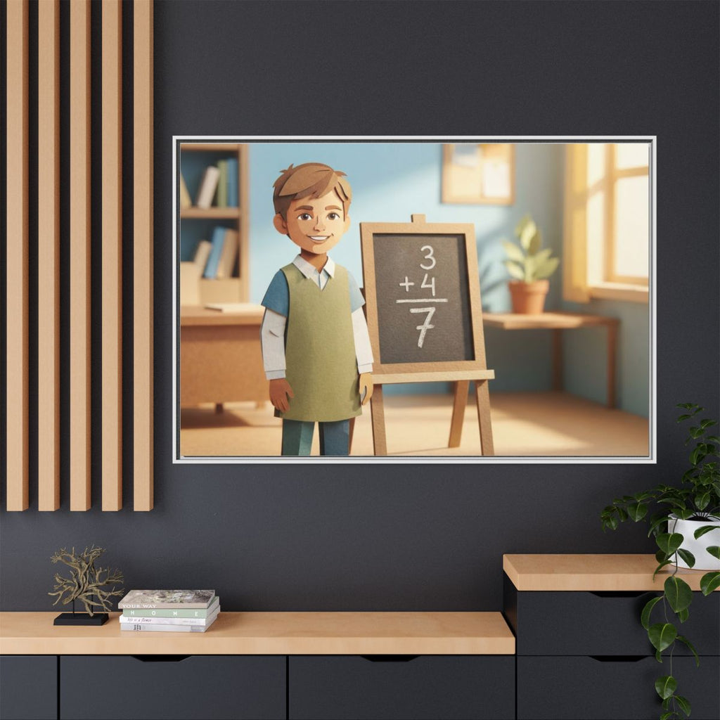 Matte Canvas Framed - Classroom Math Paper Art — White /......