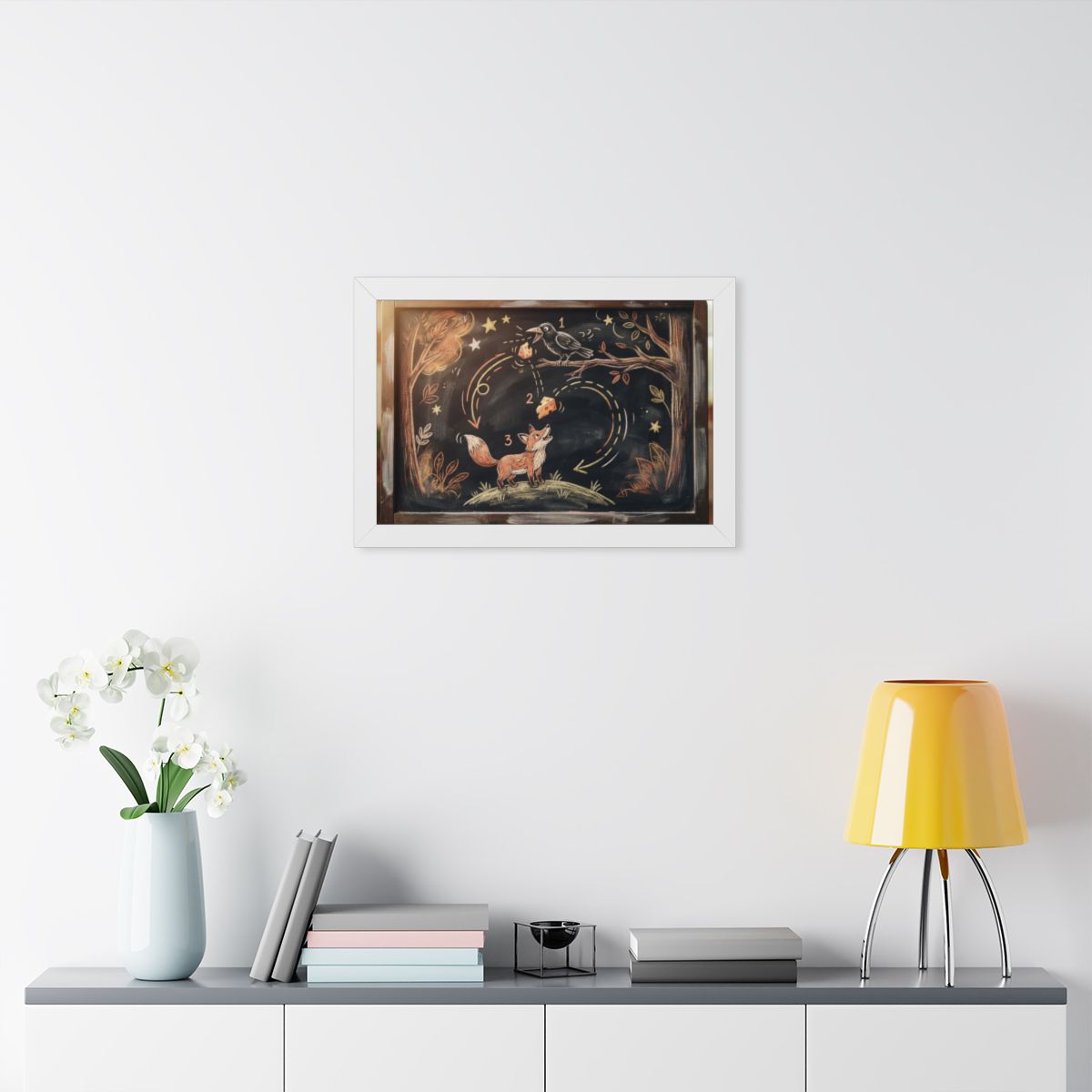 Framed Horizontal Poster - Storybook Slate — White (14×11......