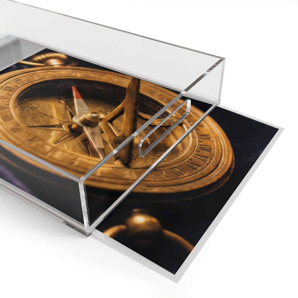 Vintage Brass Sundial Acrylic Serving Tray