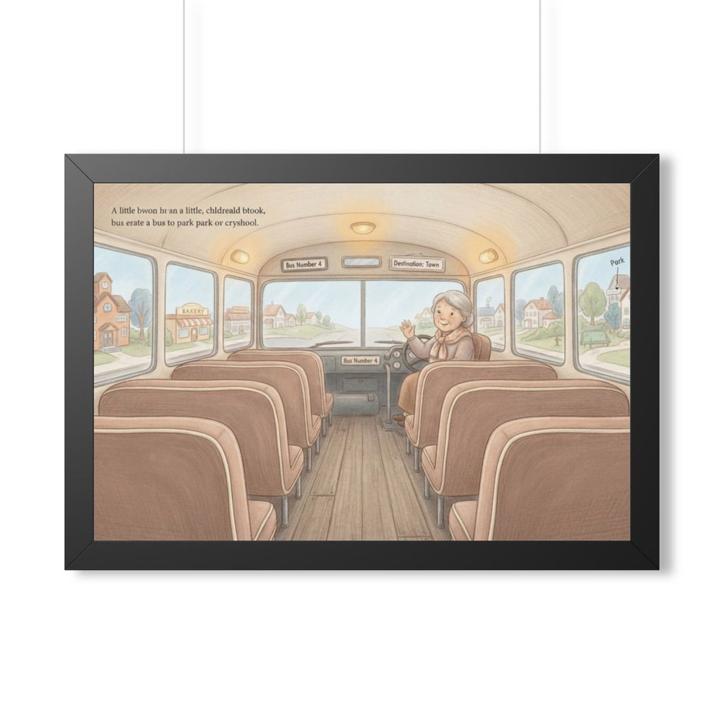 Framed Horizontal Poster - Storybook Bus Ride Whimsical Wall...