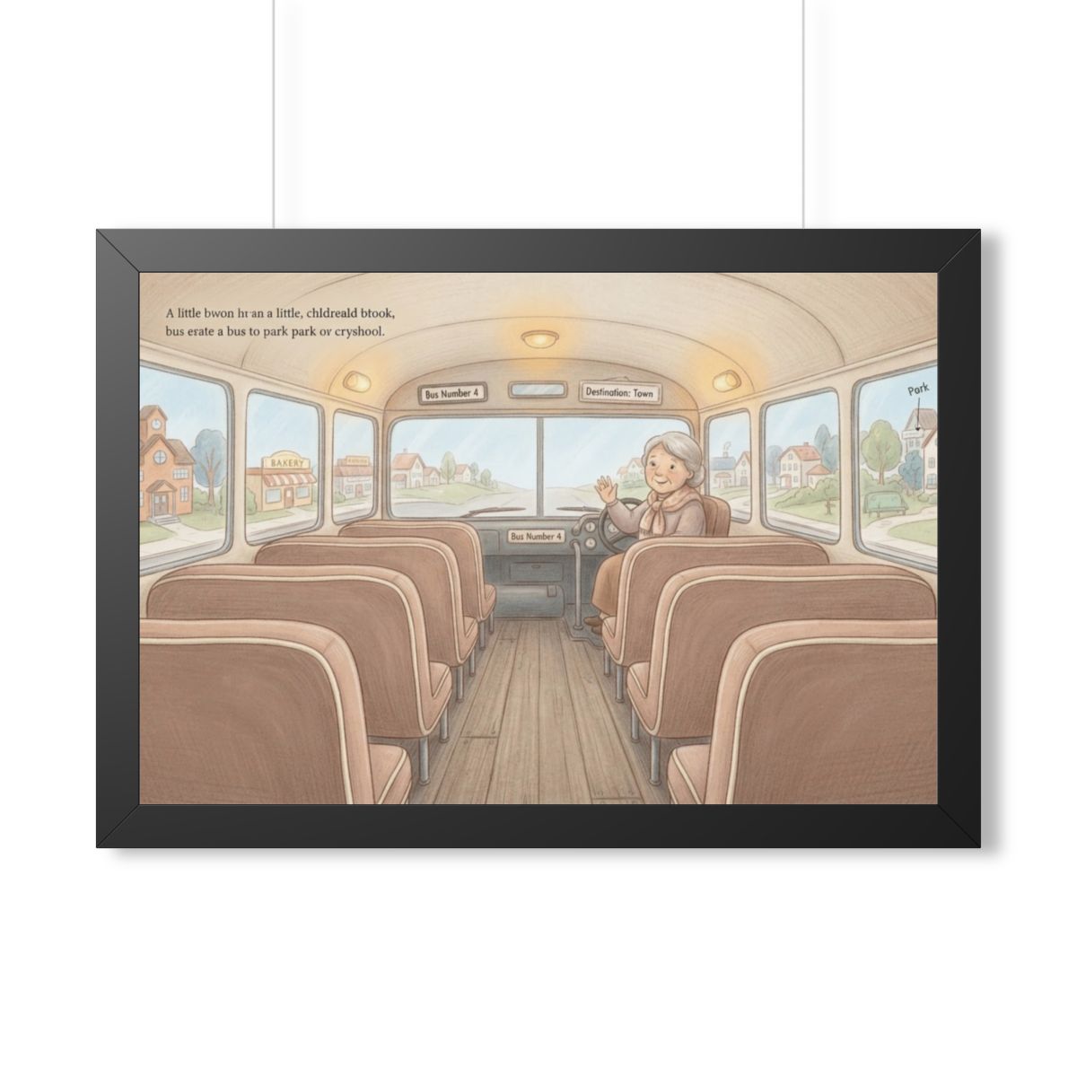 Framed Horizontal Poster - Storybook Bus Ride Whimsical Wall...