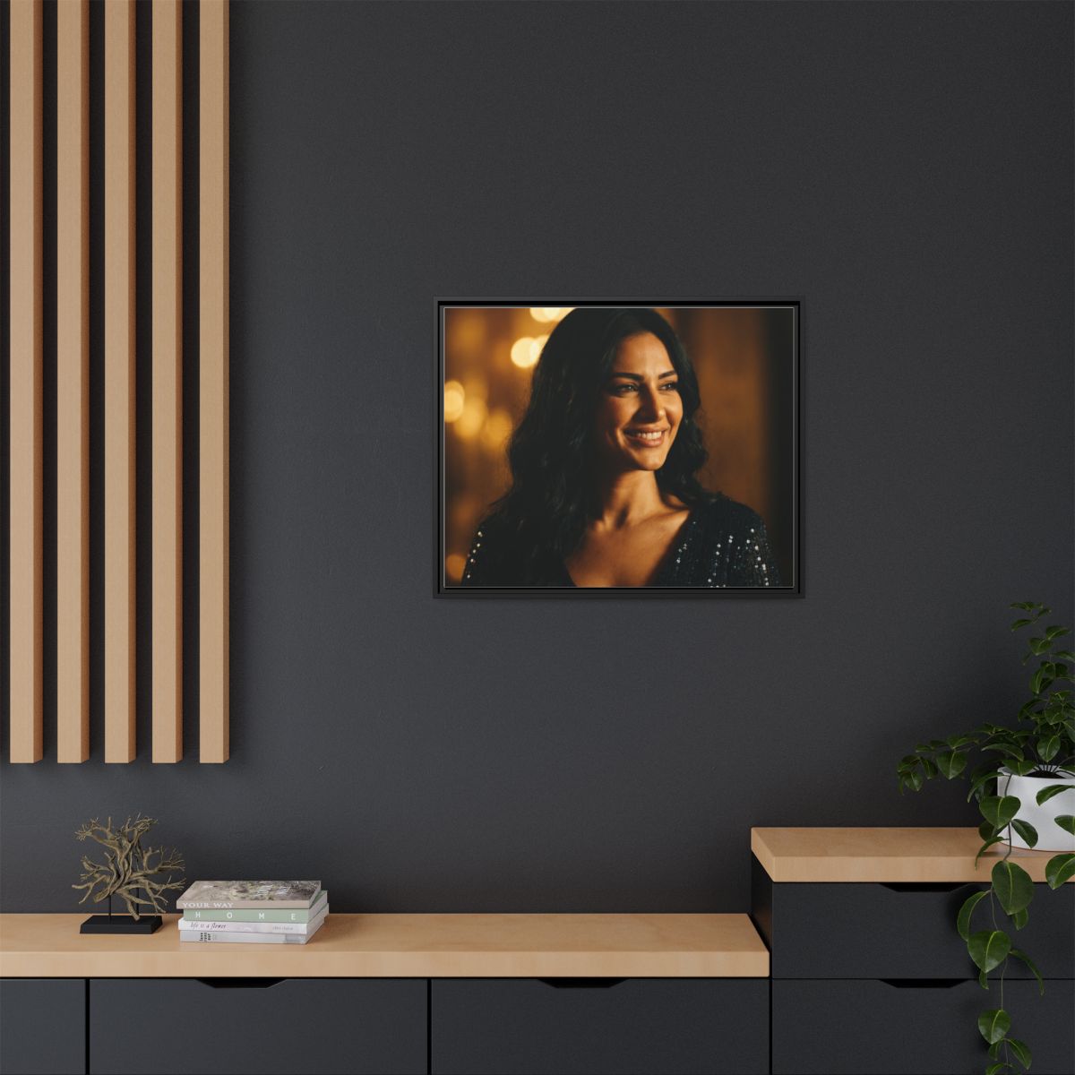 Framed Canvas Art - Golden Glamour — Black / 1.25"