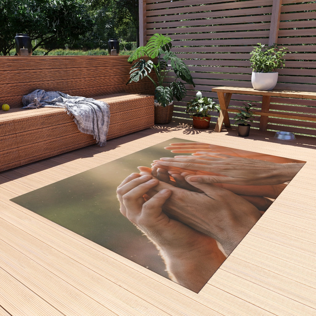 Outdoor Rug - Golden Rays of Unity Wall Art | Echovira...