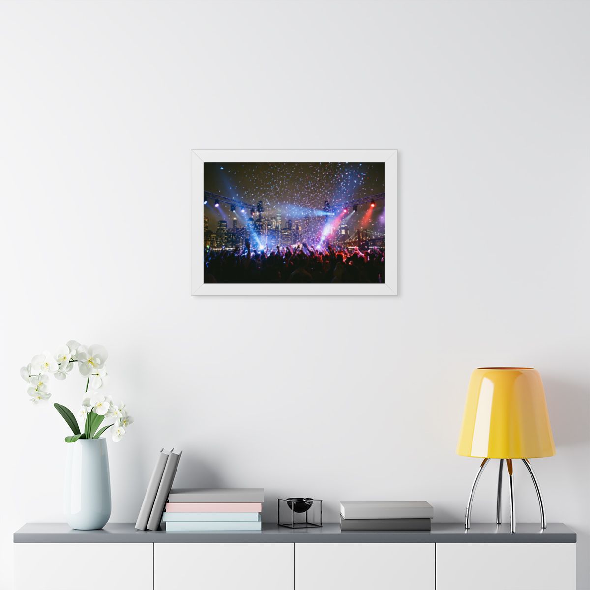 Framed Horizontal Poster - City Skyline Festival Euphoria......