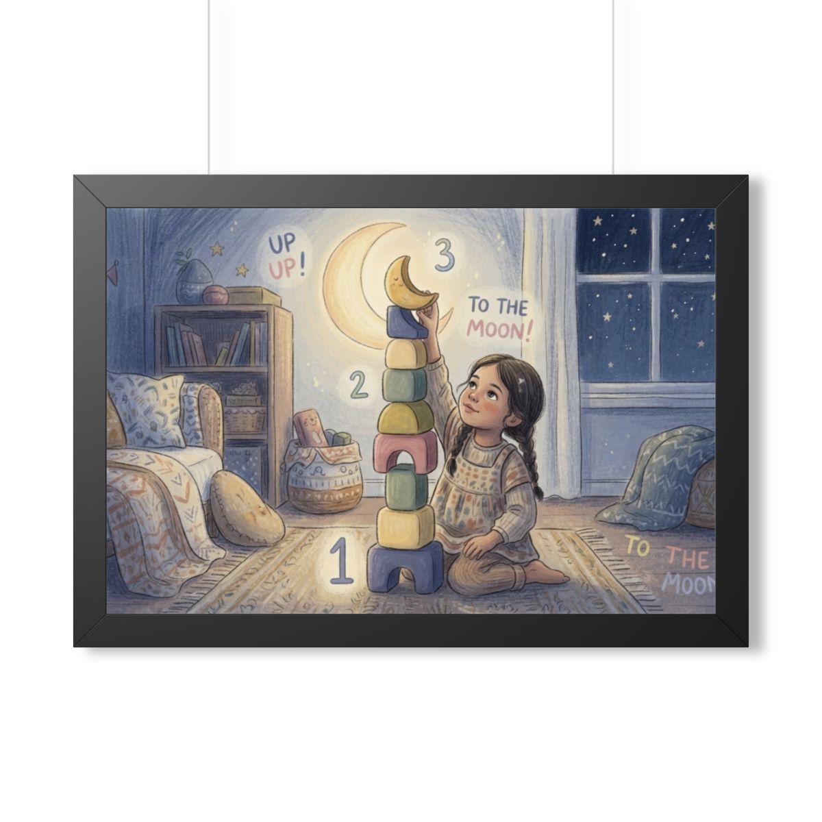 Framed Horizontal Poster - Moonlit Horizon — Black (14×11......