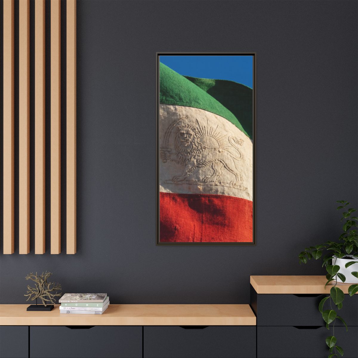 Framed Canvas Art - Distressed Flag — Espresso / 1.25"