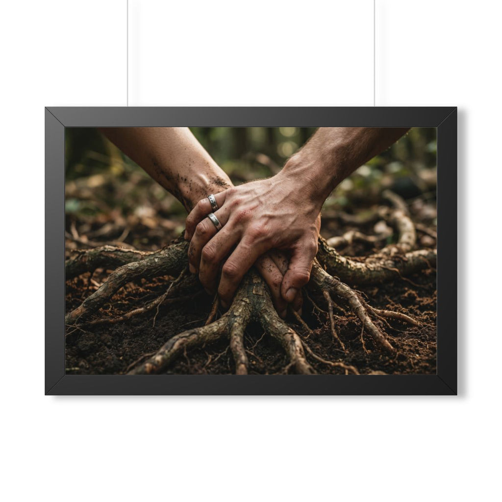 Framed Horizontal Poster with Earth Roots Art