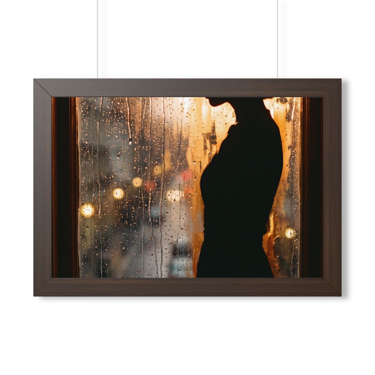 Framed Horizontal Poster - Twilight Rain — Walnut (14×11......
