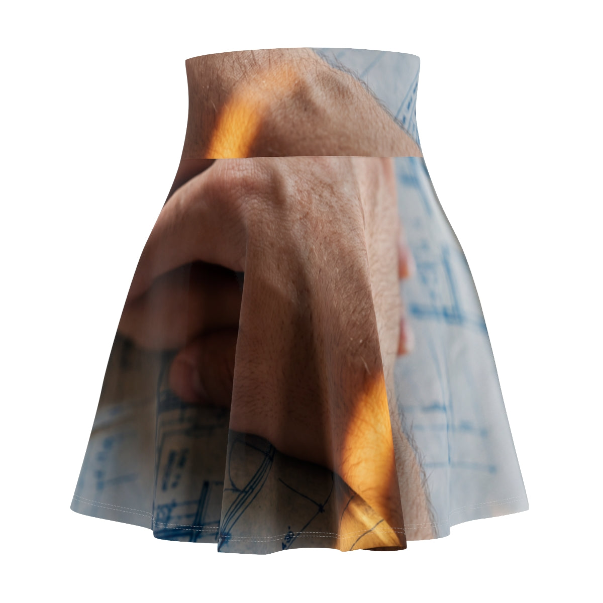 Women's Skater Skirt with Architectural Blueprint Art