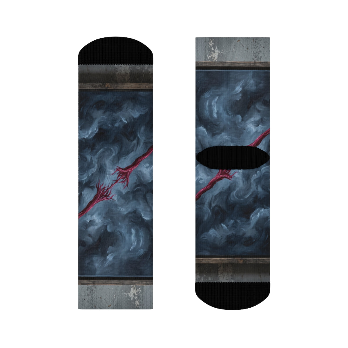 Crimson Cord Abstract Art Crew Socks