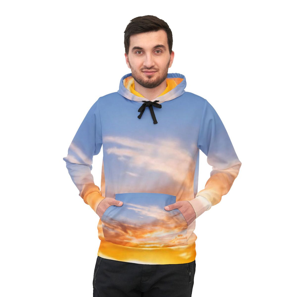 Men's Athletic Hoodie - Sunset Mountain Trail | Echovira...